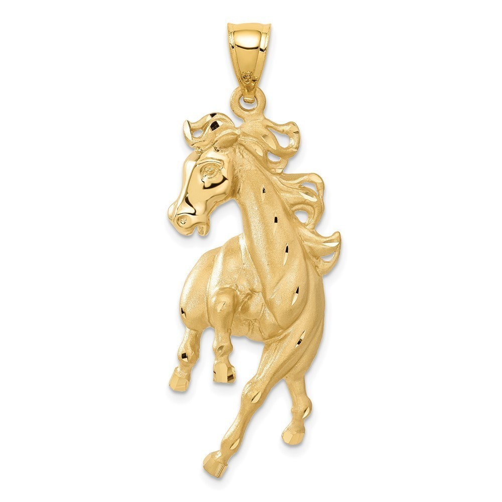 14k Yellow Gold Equestrian Fine Jewelry Horse Necklace Charm Pendant